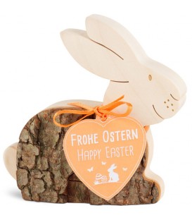 Lapin en bois couché, 9 cm