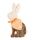 Lapin en bois assis, 11 cm