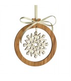 Pendentif en bois d'olivier 7cm, motif cristal de neige n°1