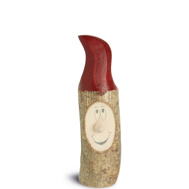 Lutin en bois père Noël avec bonnet rouge peint, 7 cm