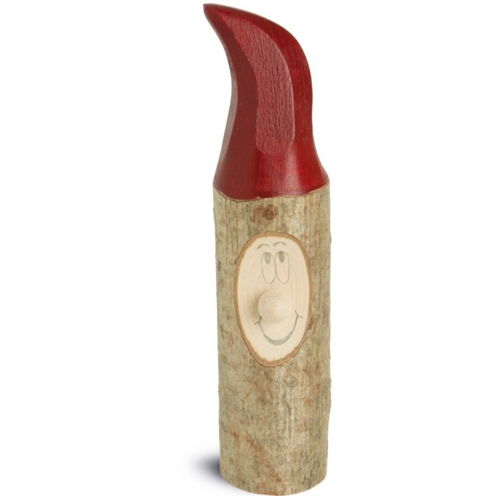 Lutin en bois père Noël avec bonnet rouge peint, 13 cm