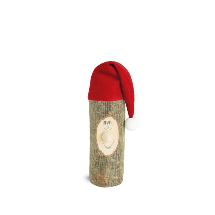 Lutin père Noël en bois avec bonnet rouge, 6 cm