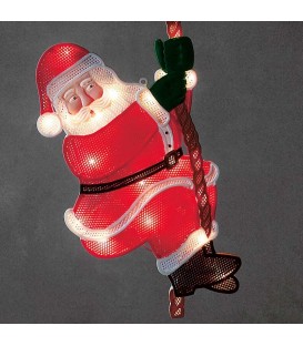 Père Noël lumineux grimpeur sur une corde