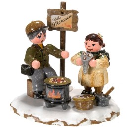 Village de Noël miniature, vendeur de marrons