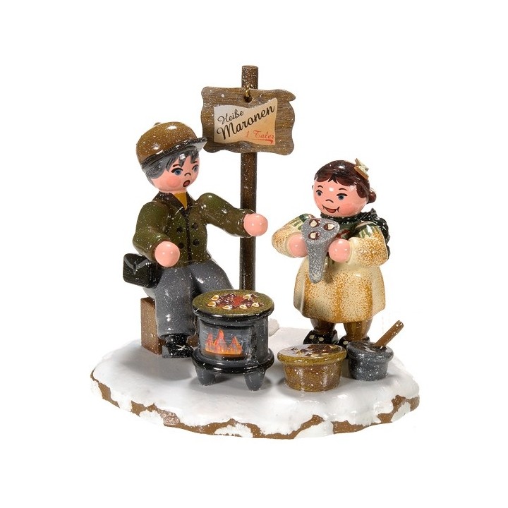 Village de Noël miniature, vendeur de marrons