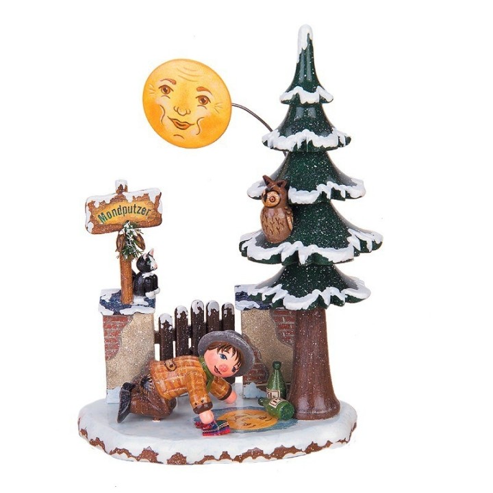 Village de Noël miniature, cireur de lune