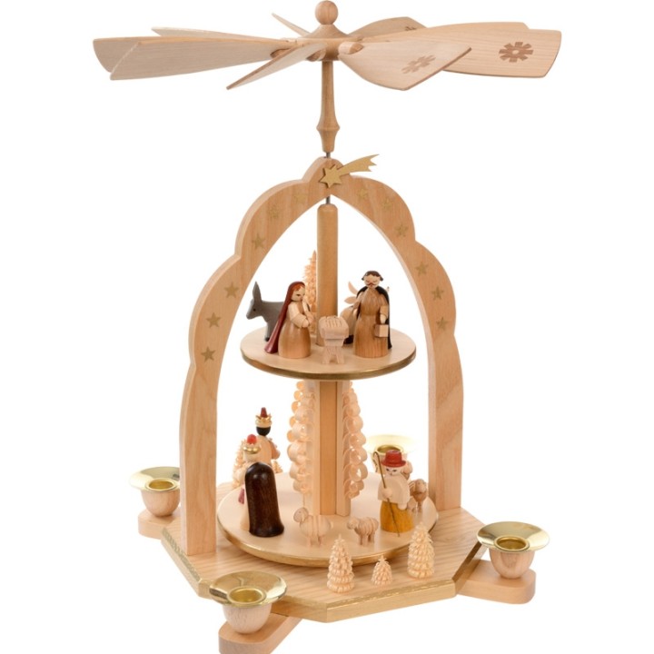 Pyramide avec scène de crèche de Noël complète