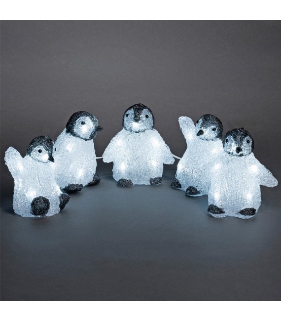 Bébés pingouins à LED en acrylique, 12,5 cm