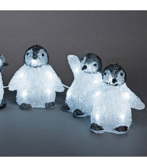 Bébés pingouins à LED en acrylique, 12,5 cm