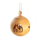 Boule de Noël en bois, motif crèche, 6 cm