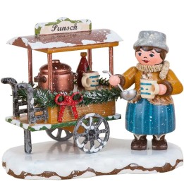 Village de Noël miniature, vendeuse de vin chaud
