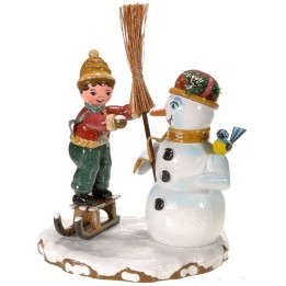 Village de Noël miniature, et bonhomme de neige