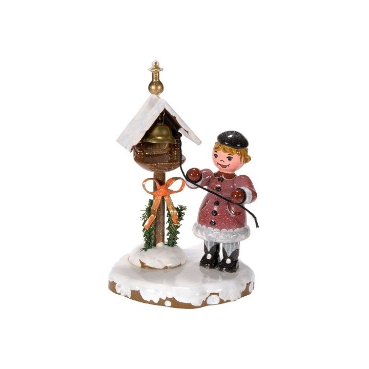 Village de Noël miniature, fillette et clochette