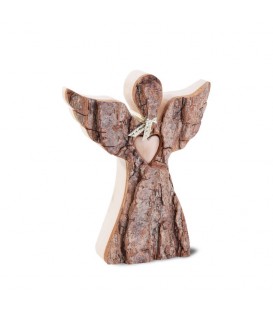 Ange de Noël en bois, avec coeur et écharpe, 12 cm