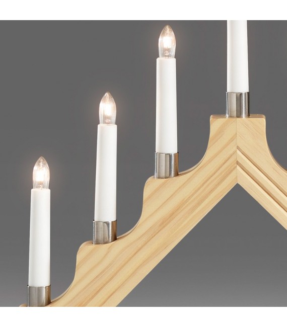 Chandelier de Noël électrique à 7 lampes, bois naturel