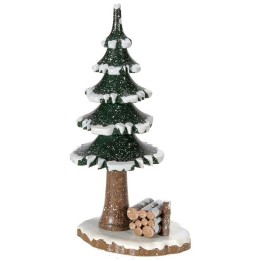 Village de Noël miniature, sapin et tas de bois