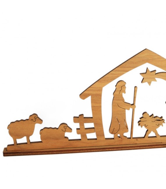 Petite crèche de Noël avec personnages en bois d'olivier, 5 cm