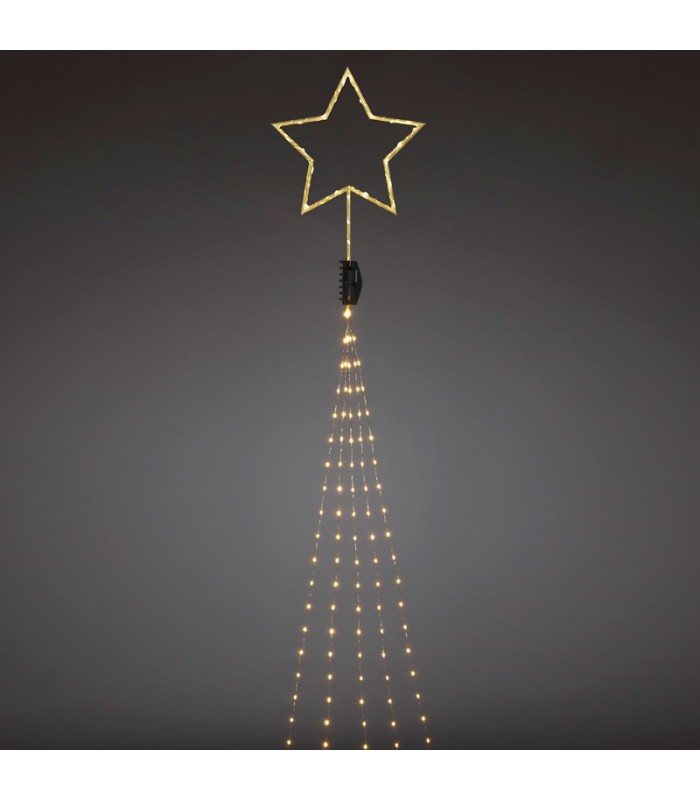 Cime sapin de Noël  Voile guirlande avec étoile dorée, 274 diodes LED
