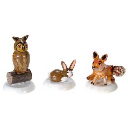 Village de Noël miniature, renard chouette et lapin