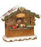 Village Noël miniature, chalet marché de Noël vendeur de gateaux