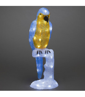Perroquet lumineux 50 cm en acrylique, 48 diodes blanc chaud
