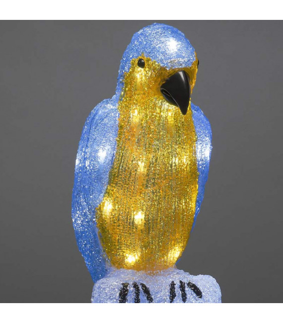 Perroquet lumineux 50 cm en acrylique, 48 diodes blanc chaud