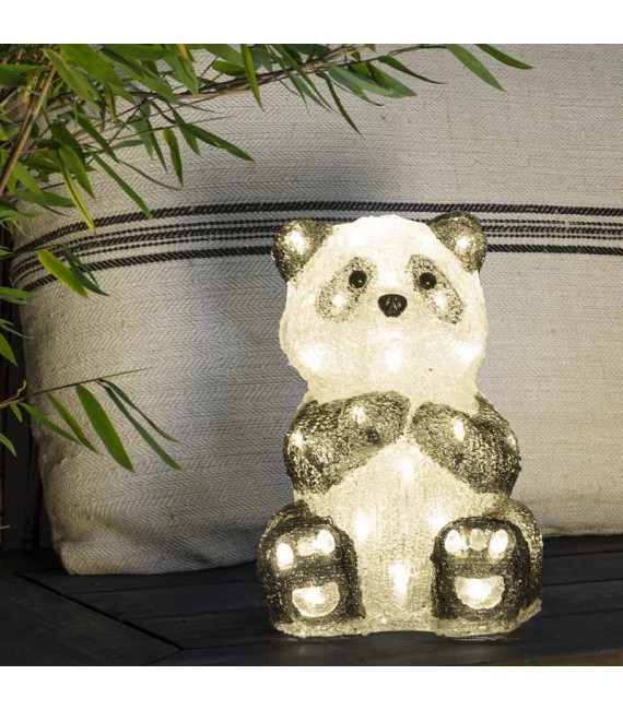 Panda lumineux Led 27 cm en acrylique, 40 diodes blanc chaud