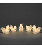 Écureuils lumineux 12 cm en acrylique, 40 diodes blanc chaud
