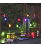 Guirlande lumineuse de terrasse 10 m extensible, 10 ampoules multicolores