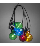 Guirlande lumineuse de terrasse 10 m extensible, 10 ampoules multicolores