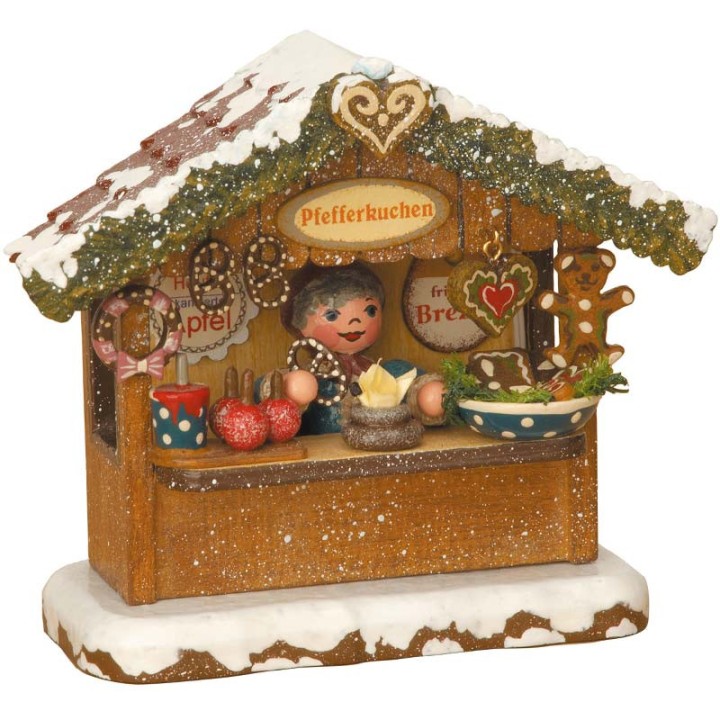 Village Noël miniature, chalet marché de Noël vendeur de gateaux