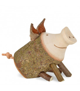 Petit cochon en bois assis, 3 cm 