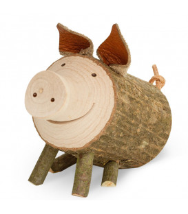 Cochon en bois assis, 5,5 cm 