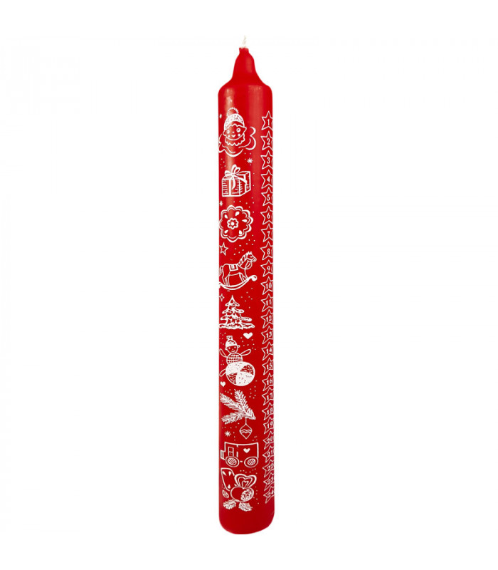 Bougie De L Avent Graduee Rouge Motifs Noel