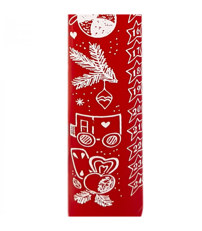 Bougie De L Avent Graduee Rouge Motifs Noel