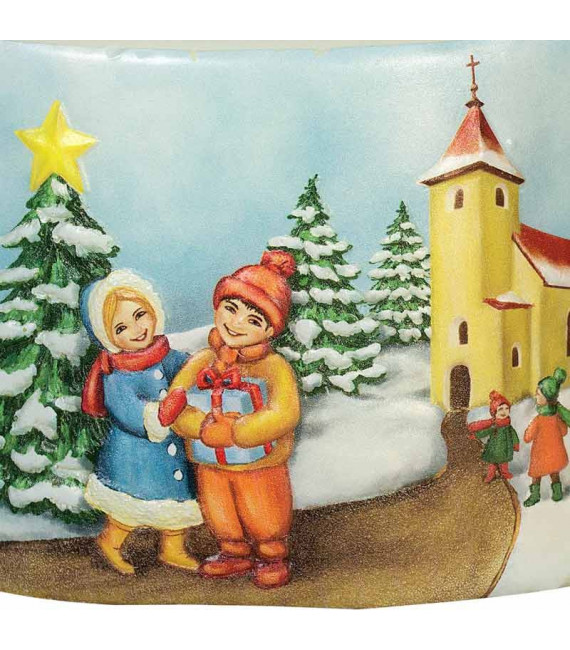Bougie de Noël comme autrefois enfant et village