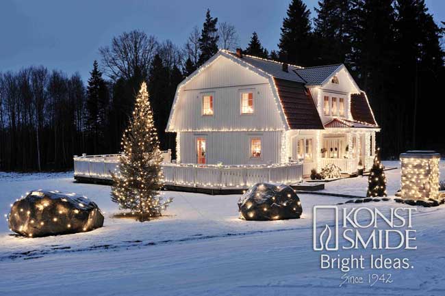 Décoration de Noël lanterne LED en bois avec arbre et guirlande